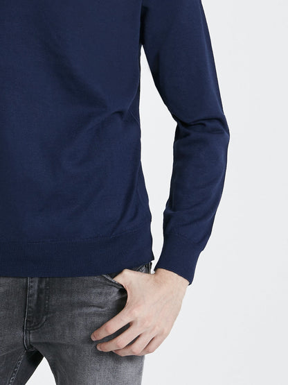 Lacivert yünlü balıkçı model kazak.