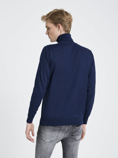 Lacivert yünlü balıkçı model kazak.