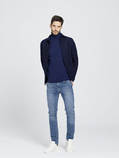 Slim Fit Buz Mavisi Taşlama Kot Pantolon