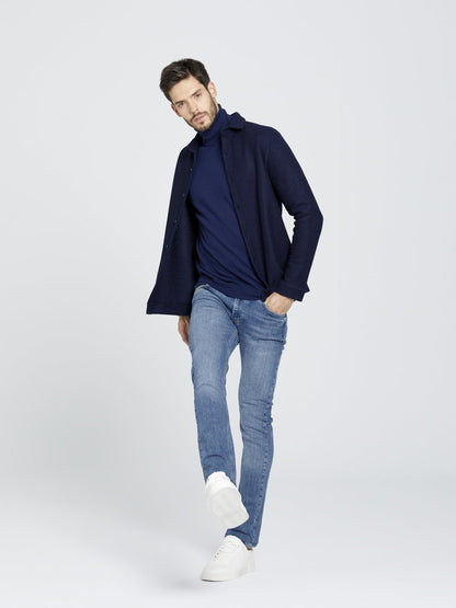 Slim Fit Buz Mavisi Taşlama Kot Pantolon